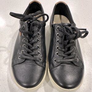 Ecco Shoes, Soft 7 black leather sneakers, size 6, very good used condit…